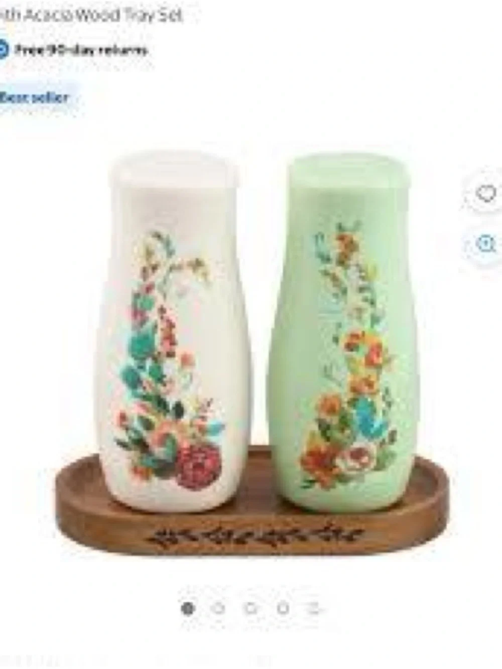 NWT The Pioneer Woman Ceramic Painted Meadow 3 Pieces Salt & Pepper Shakers